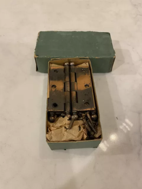 Vintage Stanley Light Narrow Cabinet Butt Hinges Ball Tipped New Old Stock N.O.S