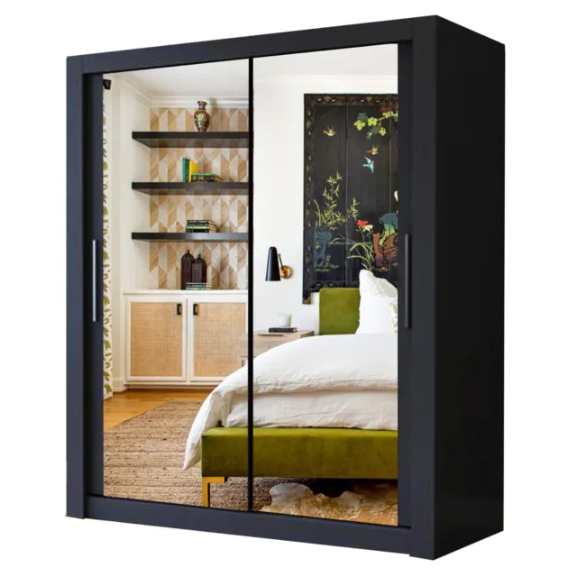 Milan Full Mirror 2 Sliding Door WARDROBE (or 3 in 250CM) AVAILABLE IN 4 COLOURS