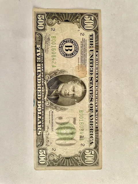 1934 New York Federal Reserve Note  $500 Dollar Bill