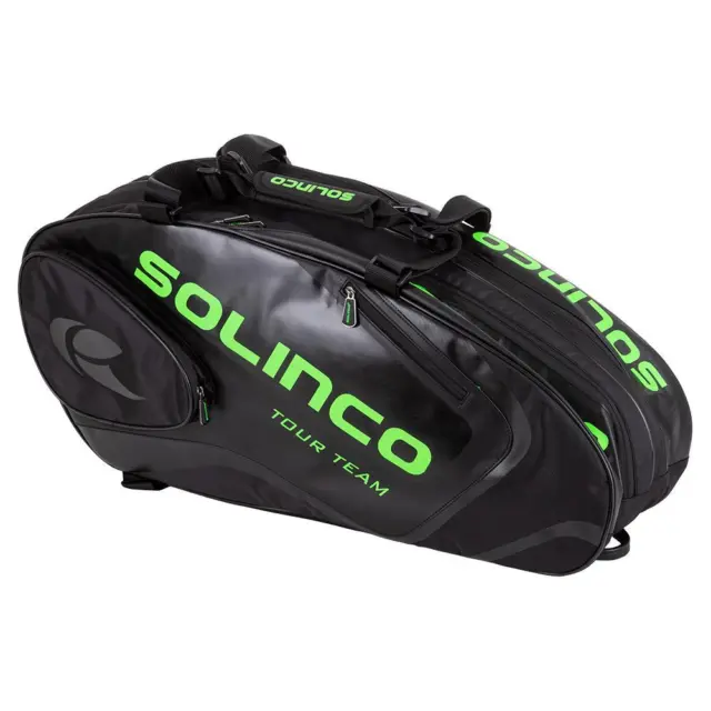 Solinco 6-Pack Tour Team Tennis Racquet Bag Black and Neon Green