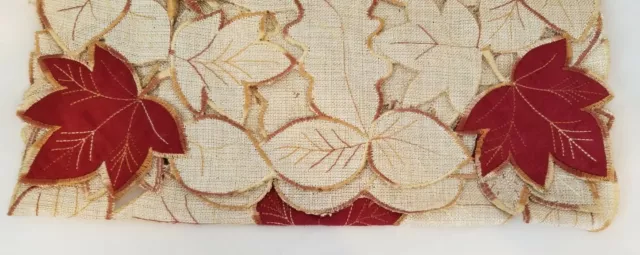 NEW FALL FOLIAGE 14" x 36" Cut Work Style Table Runner - Autumn - Thanksgiving 3