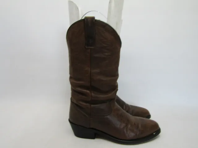 MENS SIZE 8.5 D Brown Leather Slouch Western Cowboy Boots £81.91 ...