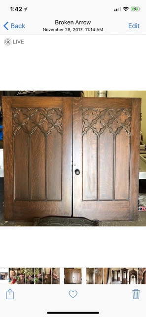 Very unique Gothic Church Door Set. Beautiful detailed hand carvings 