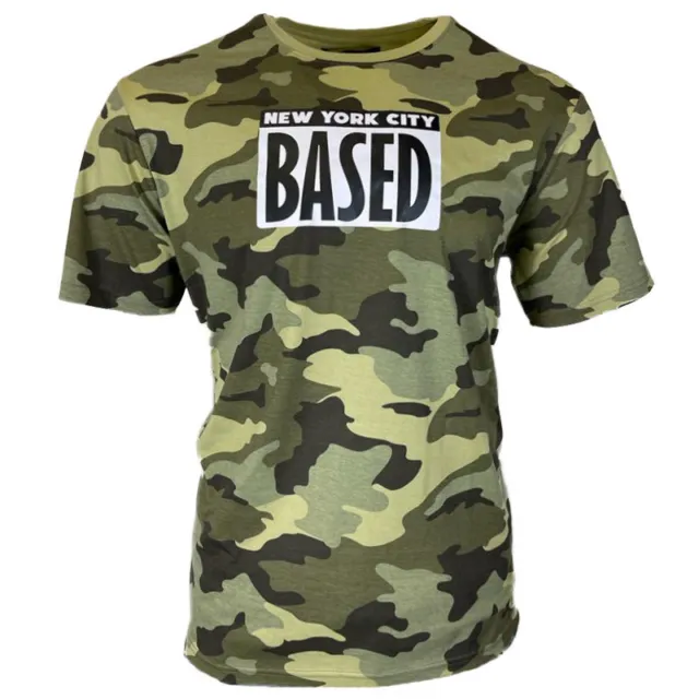 Mens Camo T Shirt Short Sleeve Crew Neck Soft Cotton Army Print Camouflage Tee