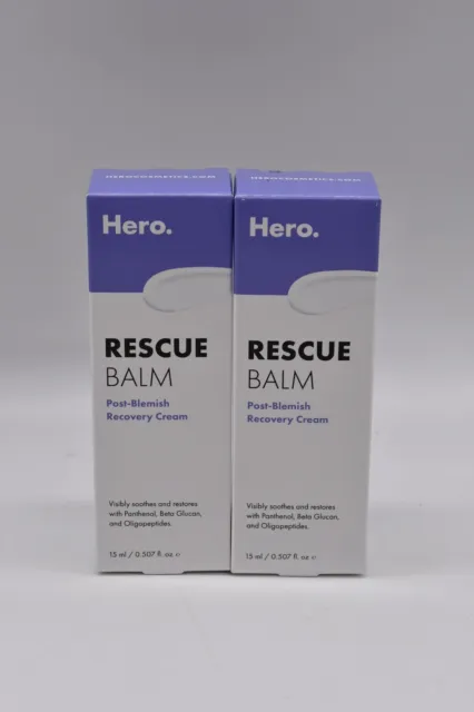 Paquete de 2 HERO COSMETICS Bálsamo de Rescate Crema de Recuperación Post-Mancha ~ 15 ml EXP 05/25 NUEVO EN CAJA