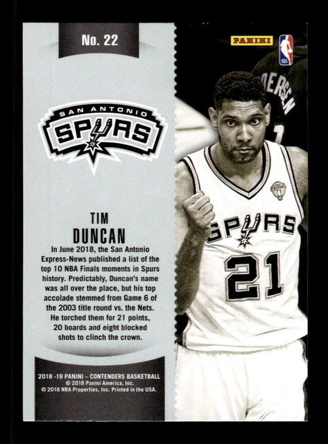 Tim Duncan 2018-19 Panini Contenders Winning Tickets #22 Hof Nm-Mt+ Or Better 2