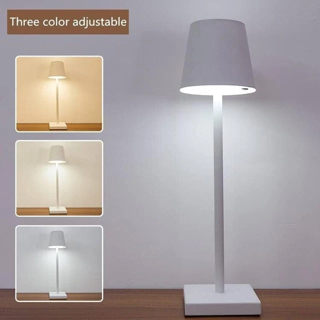 Lampada Tavolo Poldina Touch  Bianca Led Ricaricabile x Soggiorno Ristoranti Pub