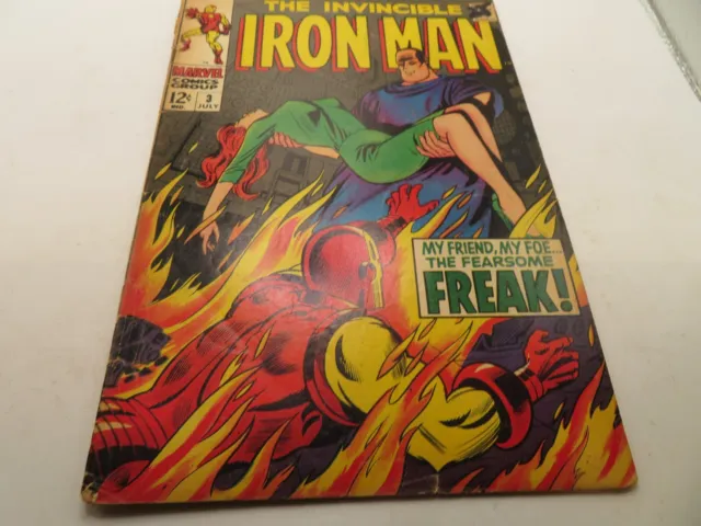 The Invincible Iron Man #3, THE FEARSOME FREAK, Marvel Comics ( 1968) LOW GRADE