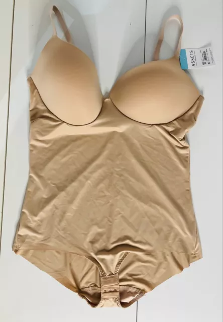 NEW ASSETS BY SPANX Women's Low-Back Panty Bodysuit SIZE 1X Neutral Bra 10199R