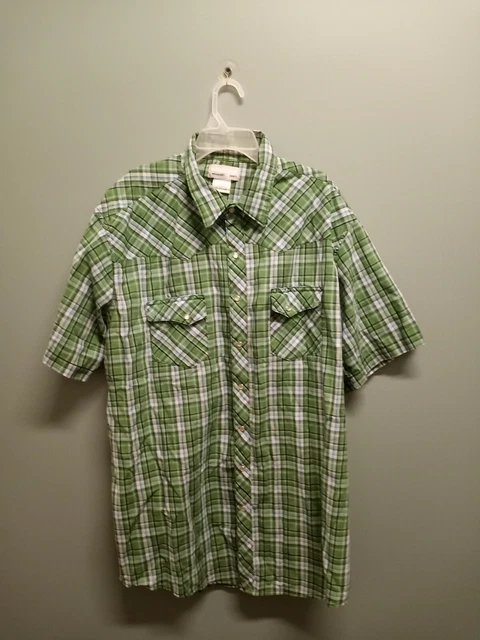 Wrangler  Pearl snap Shirt Green Checkered size 2 x  #233