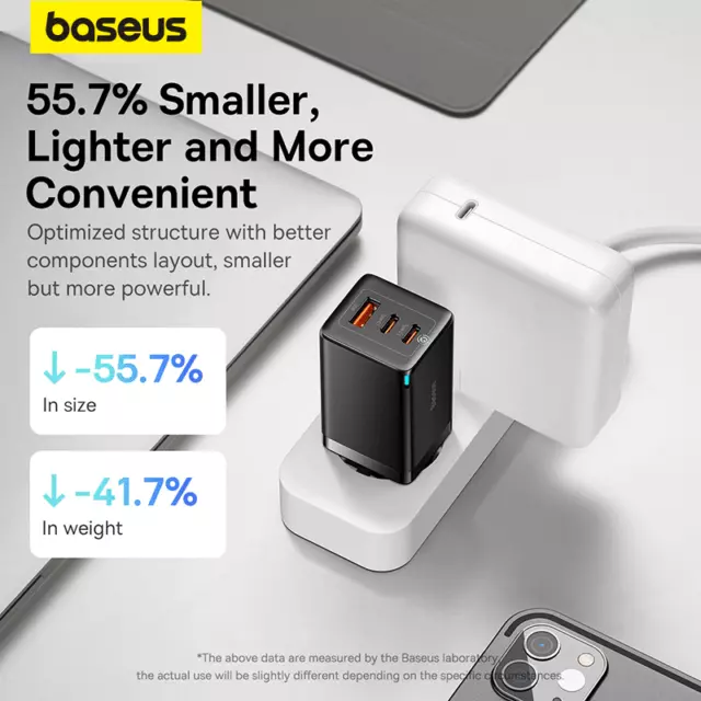 Baseus 65W Ladegerät Schnell USB C Netzteil + Ladekabel für iPhone 14 13 12 11 3