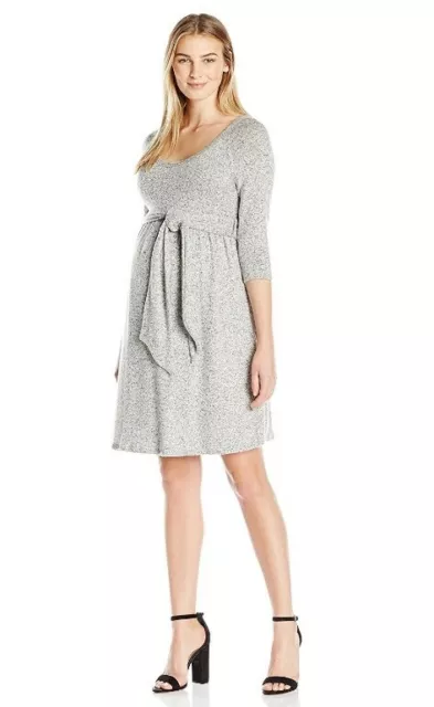 Maternal America Womens Scoop Neck Front Tie Dress Light Grey Size S 135839