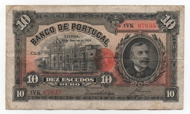 Portugal 10 Escudos 1925 Pick 134 Look Scans