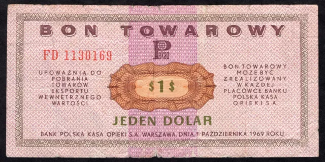 Poland 1 Dollar 1969 P FX27 VF * Series FD *