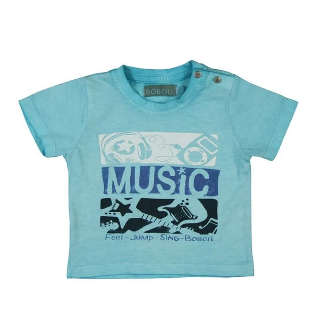 Bambino T-Shirt Musica Blu Turchese per Ragazzi Di Boboli Tgl 62 68 74 80 86 92