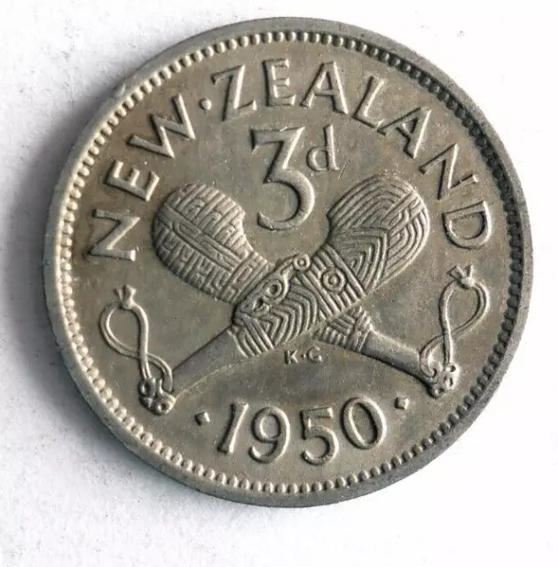 1950 NEW ZEALAND 3 PENCE - Excellent Collectible Coin - FREE SHIP- Bin #701