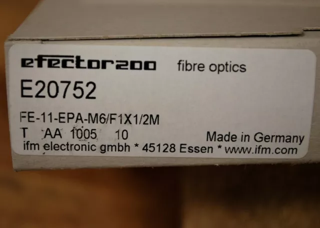 IFM/Efector 200 E20752, FE-11-EPA-M6/F1X1/2M Fiber Optic Sensor - NEW