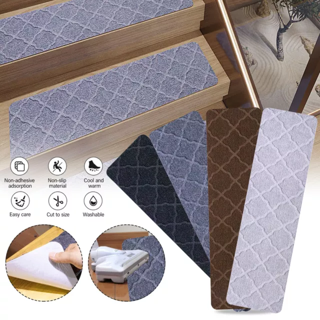 1-14X Self Adhesive Stair Treads Floor Mat Carpet Staircase Pad Protection Cover