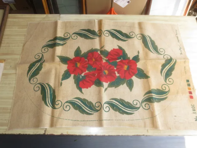 "Paño de arpillera de diseño floral supremo desinfectado #380C para alfombra enganchada - 24"" x 36"
