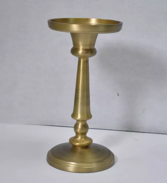 Pottery Barn Pillar Candle Pedestal Holder Brushed Brass Finish Home Decor