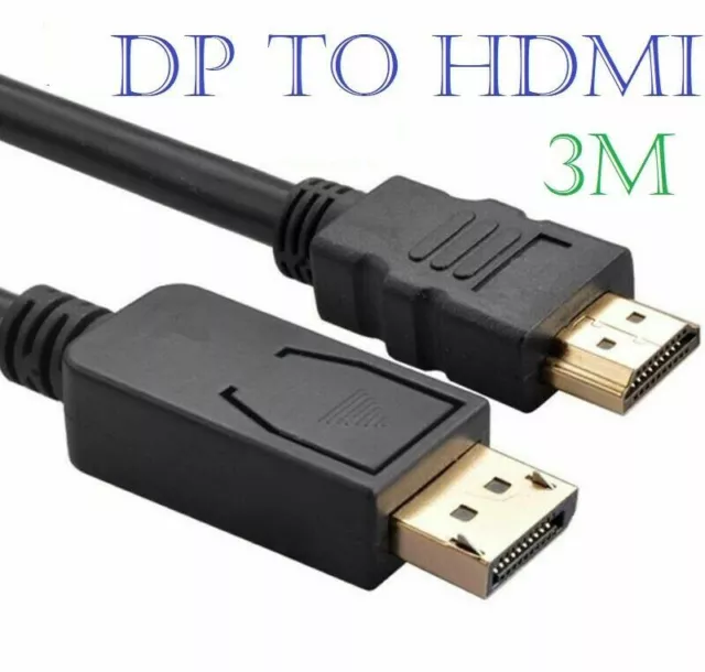 3m DisplayPort DP Display Port to HDMI Male Plug Display/Monitor/TV Cable Lead