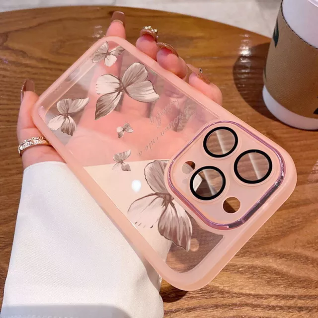 For iPhone 15 Pro Max 14 13 12 11 Butterfly Silicone Slim Soft Phone Case Cover