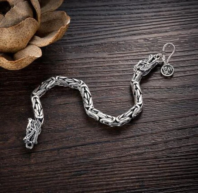 New Dragon Vintage Sterling Silver Bracelet Unique Elegant Trendy Bangle Jewelry