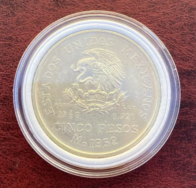 Cinco Pesos 1952 Mexico – Hidalgo – Estados Unidos Mexicanos Silver