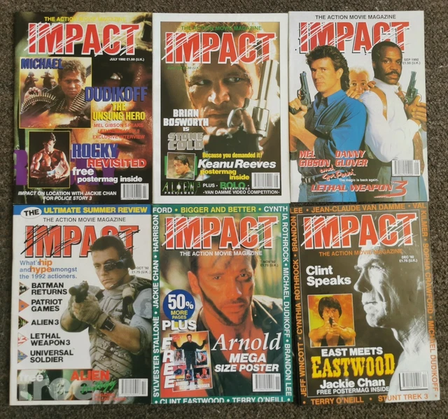 IMPACT ACTION MOVIE Magazine # 7-12 (1992) with all 4 poster mags EX £ ...
