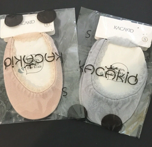 NWT! KACAKID Stealth Socks For Kids - Pink / Gray- Two Pair Size S