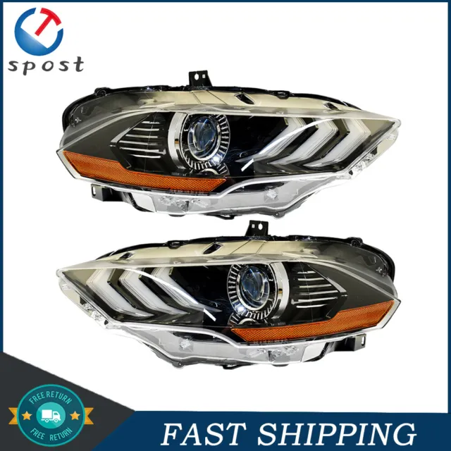 Front Headlights Headlamps LED DRL For 2018-2020 Ford Mustang LH&RH Side Clear