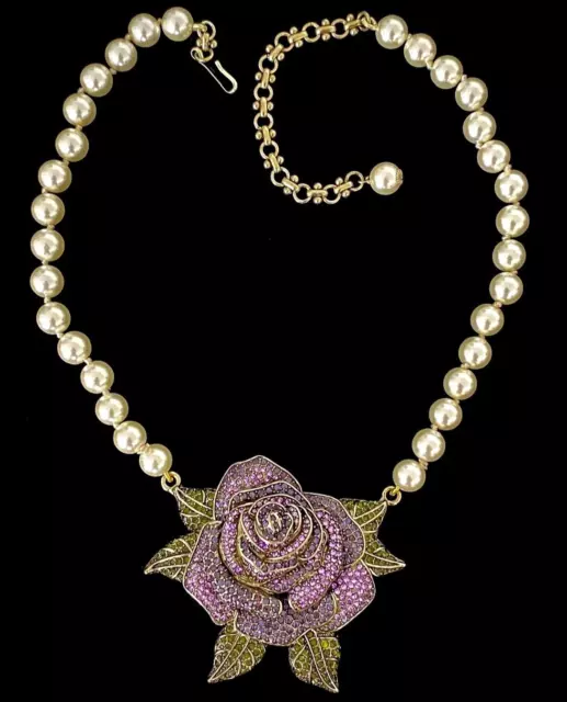 Heidi Daus Fab Rose Crystal Beaded Necklace Light Purple