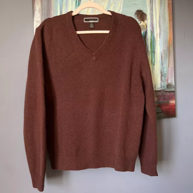 Michael Kors Sz S Mens 100% Cashmere Long Sleeve Pullover Sweater Brown