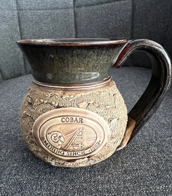 Australian Pottery Mug Blue Forest Cobar Mining Since 1869 Sheep Copper Mine