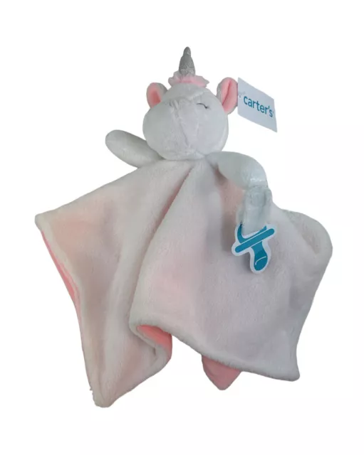 CARTERS UNICORN SECURITY Blanket White Pink Mane Lovey Pacifier Loop New w Tags 19.99 PicClick