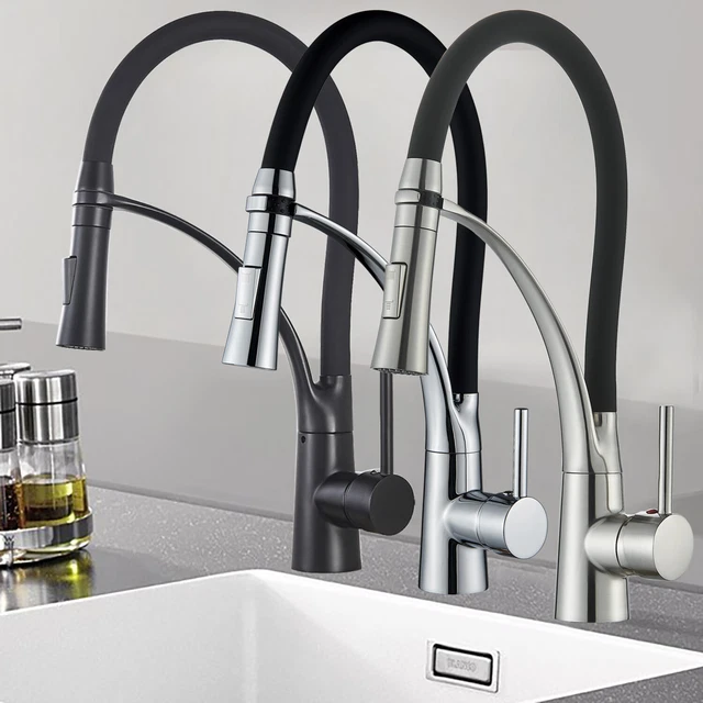 Produktbild von Wasserhahn Küche Schwarz, Touch Sensor Küchenarmatur Mit Ausziehbar Brause, 360° Spültischarmatur Mischbatterie Küche Wasserhahn Küche Ausziehbar