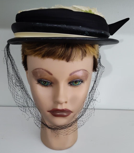 Vintage Original Roberta Bernays Navy Pillbox Hat Feather Band 54.5cm Accessories | Halloween New Year Captain Hat | Poshmark main image 4