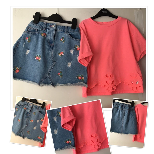 Gonna estiva in denim ragazza Matalan & neon capesante bella top 8 anni