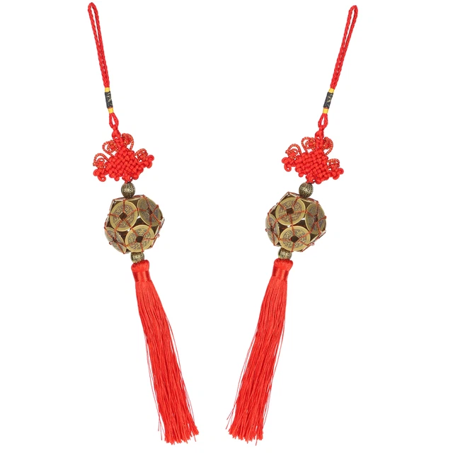 2Pcs Chinese Fortune Coins And Knot Pendant Ancient Coins Ornament Hanging AUS