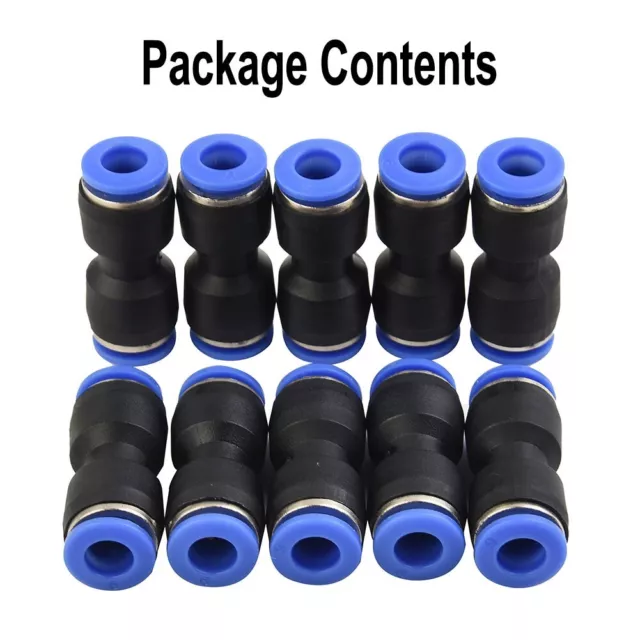 10 X 6mm 2 Way Straight/Hose Pneumatic Air Quick Fitting Push In Connectors