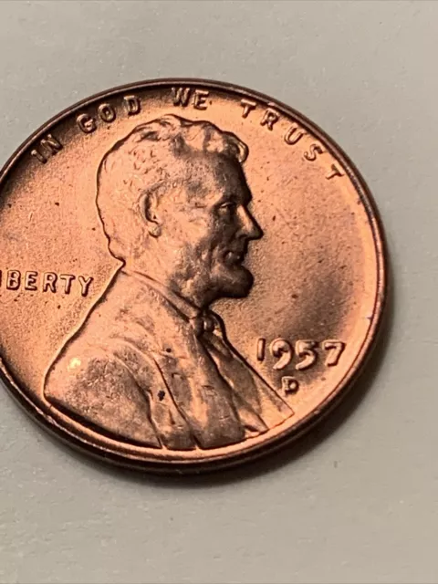 1957-D BU Lincoln Wheat Penny Cent Red Uncirculated, Denver Mint