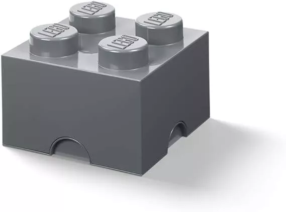 Room Copenhagen Lego Brick 4 Knobs, Stackable Storage Box, 5.7 l, Dark Stone Gre