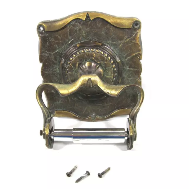 Carriage House Antique Brass Toilet Paper Tissue Holder & Screws Vtg Mid Century