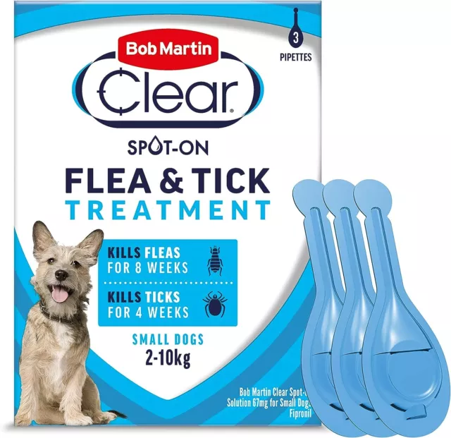 Bob Martin Clear | Spot On Flea Treatment for Small Dogs (2-10Kg) | Kills Fleas