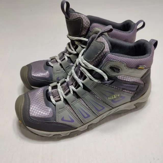 KEEN Women's Oakridge Waterproof Leather Mid Hiking Boot Gray/Periwinkle sz 10.5