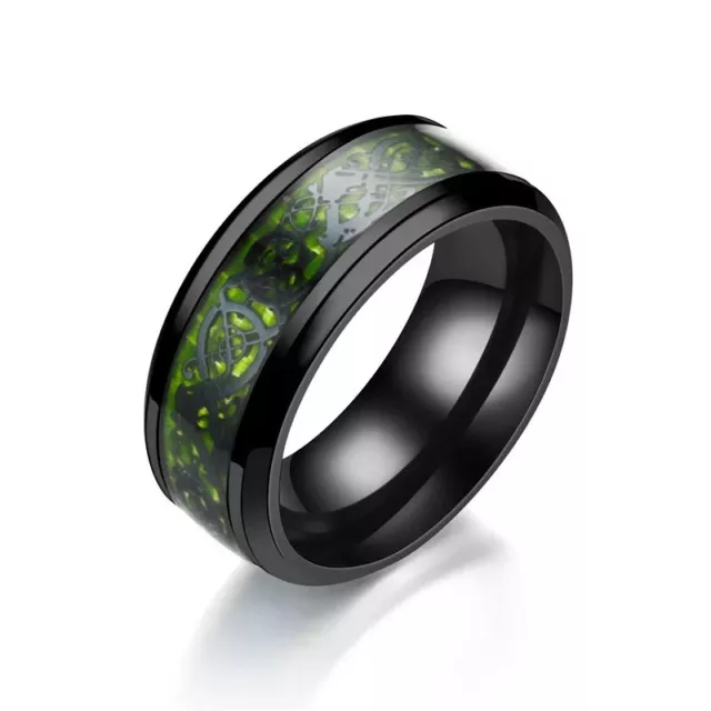 Titanium Stainless Steel 8mm Celtic Dragon Band Ring Men Women Jewelry Size 5-13