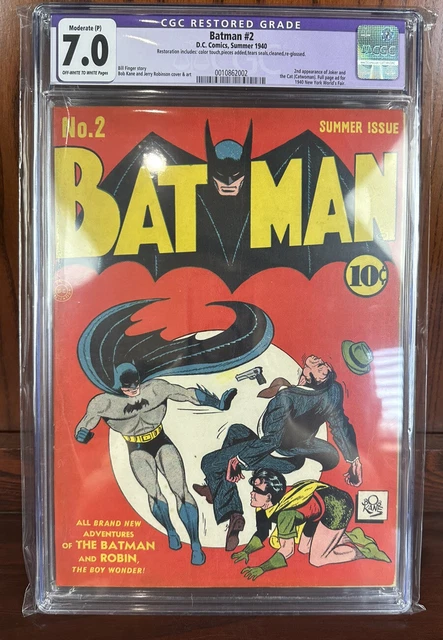 Batman #2 1940 DC Comics 2nd Appearance Joker & Catwoman CGC 7.0 Restored RARE