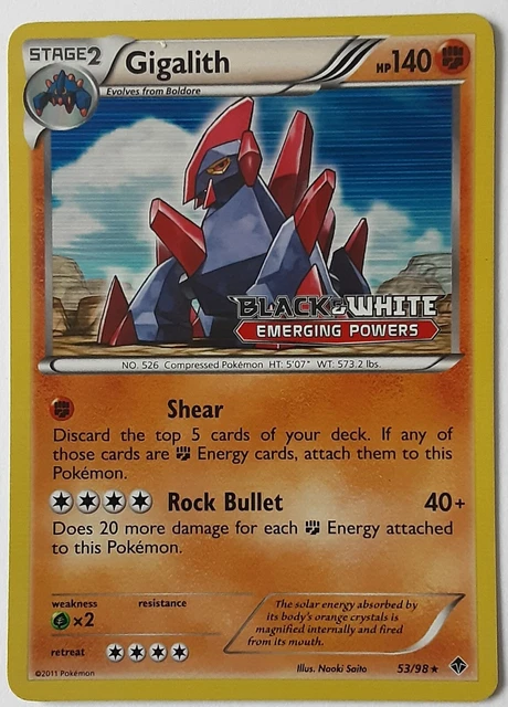 Pokémon B&W Emerging Powers Stamp Gigalith Pre-release Promo Tinsel Holo Card.
