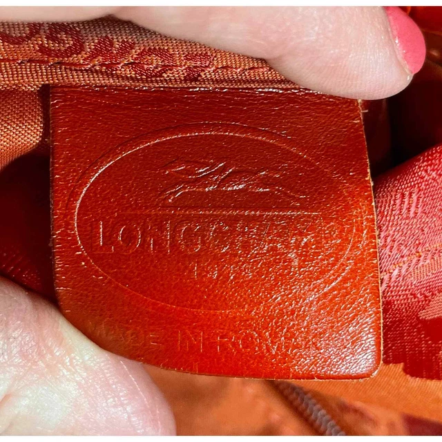 Longchamp Terracotta Roseau Croc Embossed Leather Toggle Top Handle Tote Purse 11