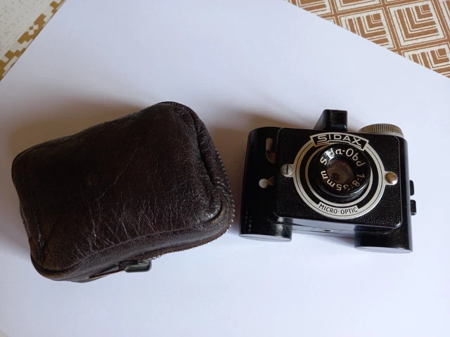 1948 ANCIEN APPAREIL PHOTO ESPION SIDAX + ÉTUI en très bon état